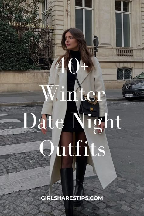 Get inspired with 40+ winter date night outfits that blend cute and comfy styles! From simple casual looks to dressy ensembles, discover how to stay stylish even in cold weather. Think cozy evenings out in classy black pants or an elegant blazer paired with brown boots. Whether it's a birthday celebration or a romantic dinner, these trendy outfits will have you looking fabulous. Embrace the baddie vibe with flats or ankle boots—perfect for any night out! Knee High Boots Outfit With Jeans, Winter Outfits For Party Night Out, Cold Winter Night Outfit, Aspen Night Outfit, Winter Outfits For Party, Winter In Vegas Outfits, Winter Outfits For Birthday, Outfit Ideas For Dinner Date Night Out, Winter Outfits Night Out Cold