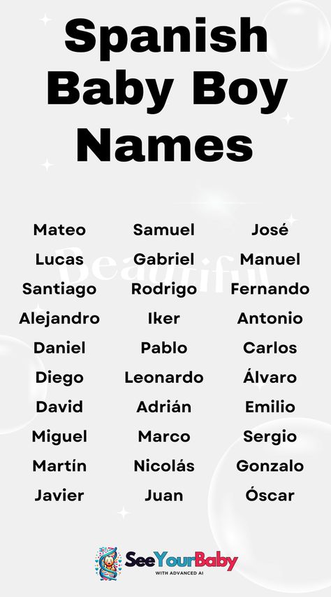 Spanish baby boy names are full of passion and warmth. Perfect for parents wanting a name that celebrates culture and tradition. Spanish Names Boys, Name Ideas Writing, Spanish Boy Names, Spanish Last Names, Boy Names Spanish, Names For Ocs, Name Ideas For Characters, Names Generator, Boy Middle Names