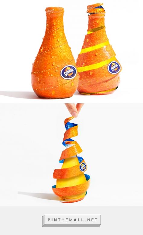 Fruit Product Design, Orange Product Design, Playful Packaging Design, Orange Packaging Design, Bottle Design Ideas, Fun Packaging Design, Cool Packaging Design, Orange Packaging, Orange Products