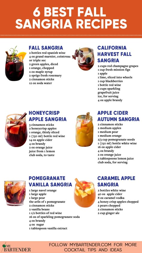 Fall Sangria Honeycrisp Apple Sangria, Fall Wine Party Appetizers, Fall Time Alcoholic Drinks, Sangria Recipes Halloween, Seasonal Sangria Recipes, Fall Cocktails For Wedding, Spiced Apple Sangria, Cheap Sangria Recipes, Pumpkin Spice Sangria