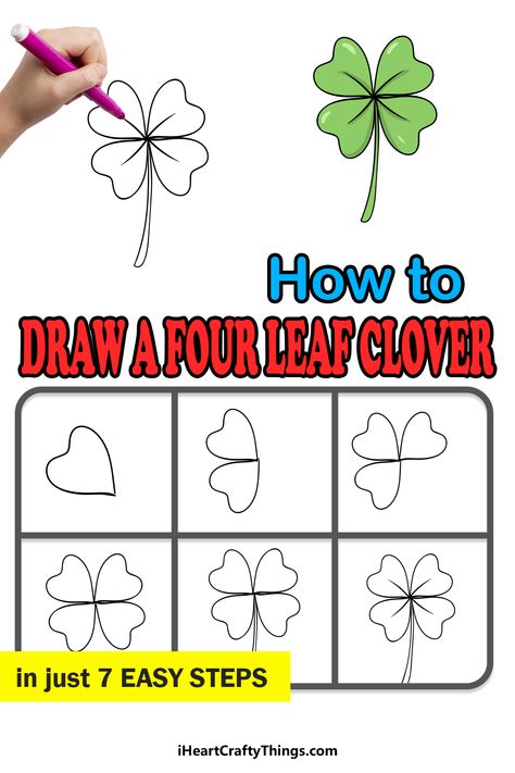 Four Leaf Clover Drawing, Lucky Picture, Lady Cartoon, Easy Sketches, Draw Doodles, Cartoon Drawings Of Animals, Random Drawings, Doodle Bug, Drawing Sheet