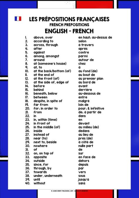 #gcsefrench #frenchgcserevision #freefrenchresources #lesprépositionsenfrançais #frenchfreebies #thelivelylearningclassroom #thelivelylanguagesclassroom #frenchgrammar #ks4french #frenchvocabulary #learnfrench #frenchprepositions #frenchconnectives #ks3french French Prepositions, French To English, Useful French Phrases, Learn French Beginner, French Basics, English Prepositions, Language Tips, Basic French, Activities For All Ages