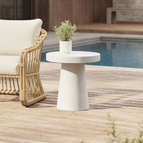 Coffee Table Dining Table Side Table All Outdoor | West Elm Concrete Pedestal, Small Round Side Table, Garden Side Table, Gray Concrete, Pedestal Side Table, Patio Side Table, Outdoor Side Tables, Concrete Table, Decorative Books