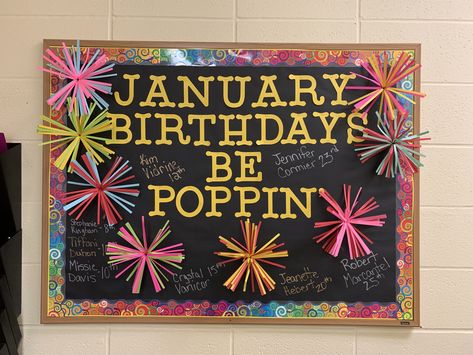 Employee Birthday Bulletin Board Ideas, November Birthday Bulletin Boards, December Birthday Bulletin Board Ideas, December Birthday Bulletin Boards, January Birthday Board, Birthday Bulletin Boards Office, January Birthday Bulletin Board Ideas, New Year Bulletin Boards, January Bulletin Boards