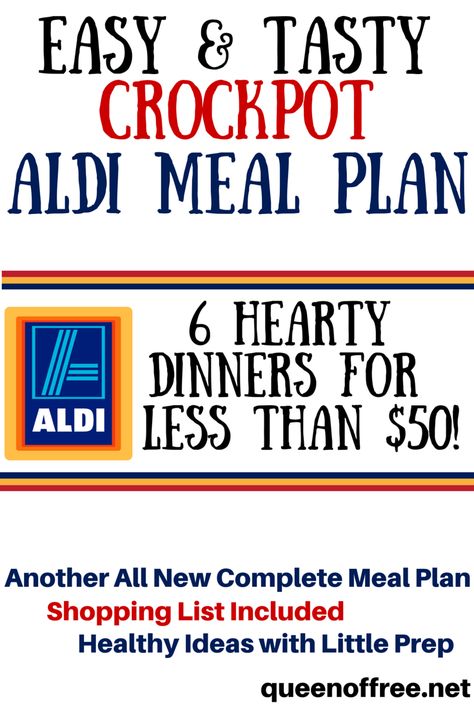 Love your slow cooker? Check out this Crockpot ALDI Meal Plan that yields six dinners for less than $50. Aldi Meal Plan, Aldi Recipes, Recipes Cheap, Crock Pot Freezer, Budget Meal Planning, Supper Recipes, Freezer Cooking, Cooking On A Budget, Crock Pot Slow Cooker