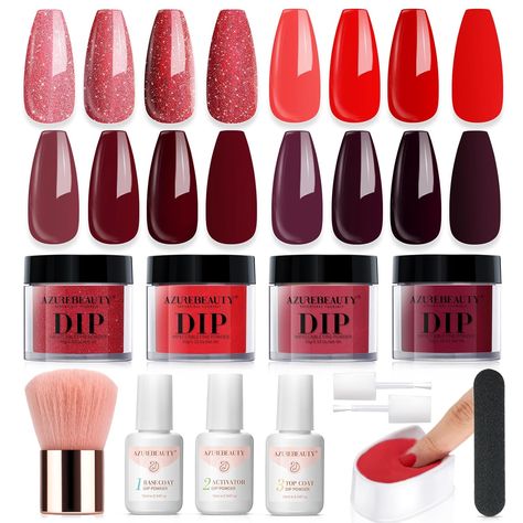 Amazon.com: Dip Nails Powder Starter Kit, AZUREBEAUTY 4 Colors Intellectual lady Brown Purple Dipping Powder Set with Base & Top Coat Activator Recycling Tray for French Nail Art Manicure Salon DIY at Home : Beauty & Personal Care Azurebeauty Dip Powder, Nails Powder, Dip Manicure, Dip Nails, French Nail Art, French Nail, Manicure Kit, Dip Powder Nails, Dipped Nails