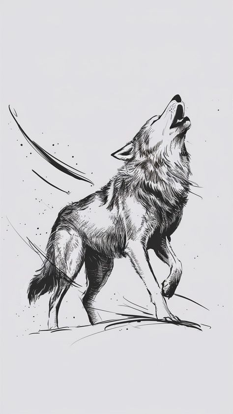 Sun And Moon Wolf Tattoo, Nordic Wolf Tattoo, Minimalist Wolf Tattoo, Wolf Lineart, Wolf Pics, Drawing Pics, Wolf Tattoos Men, Tattoo Wolf, Japanese Flower Tattoo