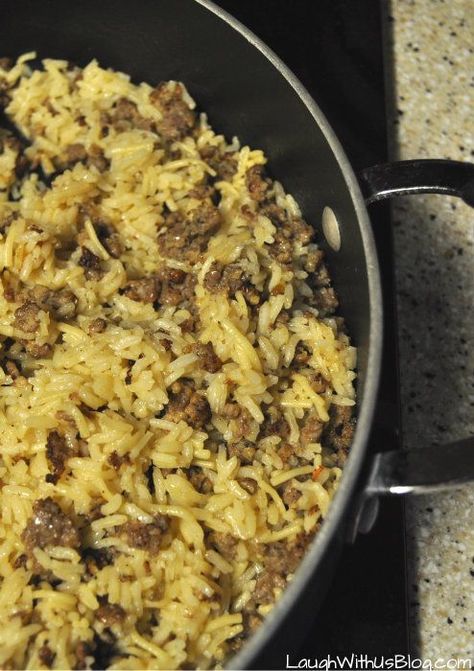 Sausage Rice Skillet Recipe--Quick, easy, spicy meal that disappears in a jiff! Breakfast Sausage And Rice Recipes, Breakfast Sausage And Rice, Recipes With Sausage Ground, Breakfast Sausage Recipes For Dinner, Italian Sausage And Rice, Sausage Rice Skillet, Ground Sausage Recipes, Rice Skillet Meals, Sausage And Rice