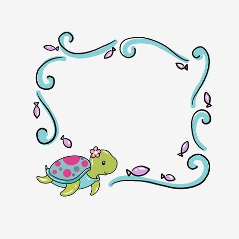 Sea Borders Design, Fish Border Design, Cartoon Border Design, Beautiful Border Designs, Sea Frame, Beautiful Border Design, Border Drawing, Fish Beautiful, Turtle Png