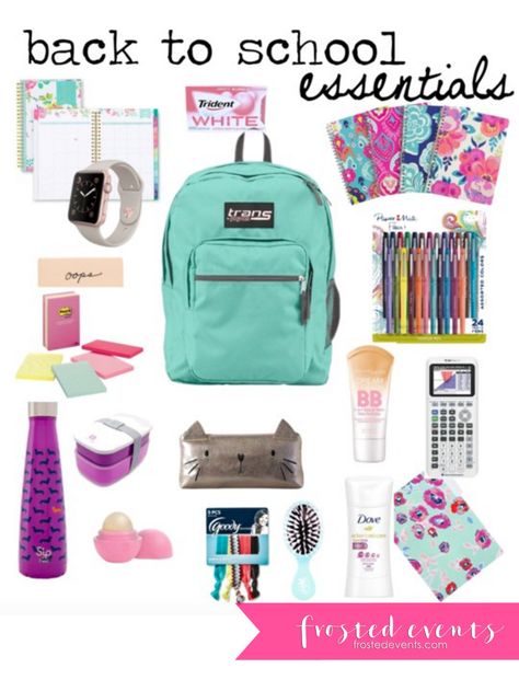 Back to School Shopping Checklist Girls Teens Supplies School Supplies Cake, School Backpack Essentials, Shopping Checklist, Preppy School Supplies, School Supplies Highschool, Preppy Backpack, Shopping Essentials, School Bag Essentials, Backpack Essentials