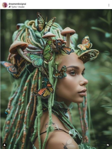 Forest Nymph Costume, Black Faerie, Fantasia Fairy, Dryad Costume, Cabbage Tree, Forest Goddess, Faerie Costume, Spirit Costume, Ethereal Style