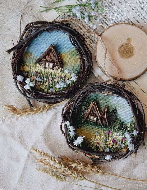 Forest Wood, Wood Slice Art, Tick Tock, Nature Crafts, Diy Art Painting, Cute Crafts, Creative Crafts, Embroidery Art, Clay Crafts