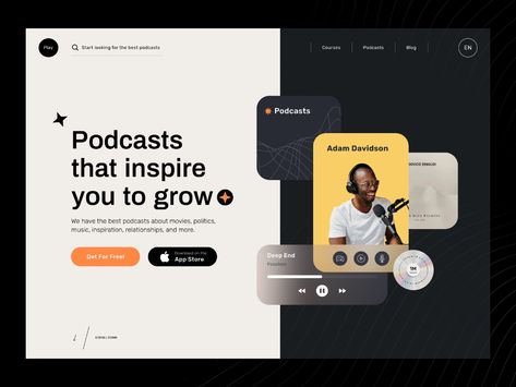 Podcast Web Design, Blog Website Design Layout, Unique Website Design, Design Sites, Unique Web Design, Website Design Inspiration Layout, Design Podcast, Portfolio Website Design, Webpage Design