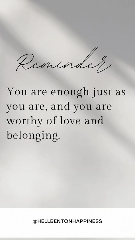 Empower yourself with the uplifting reminder: This inspirational quote speaks volumes about self-acceptance, self-worth, and the importance of embracing our authentic selves. Save this pin as a remember that you are deserving of love, acceptance, and a sense of belonging. self-love quote, you are enough quote, worthy of love quote, belonging quote, inspirational quote, self-acceptance, self-worth, positive affirmation, motivational quote Wanting Acceptance Quotes, You Belong Quotes, Belonging Quotes, You Are Enough Quote, Acceptance Quotes, Explore Quotes, Worthy Quotes, Heart Words, You Are Worthy