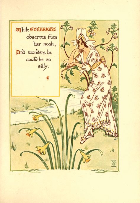 Old English Garden, Walter Crane, English Artists, Flower Fairies, British Library, Garden Set, Arts And Crafts Movement, English Garden, Old English