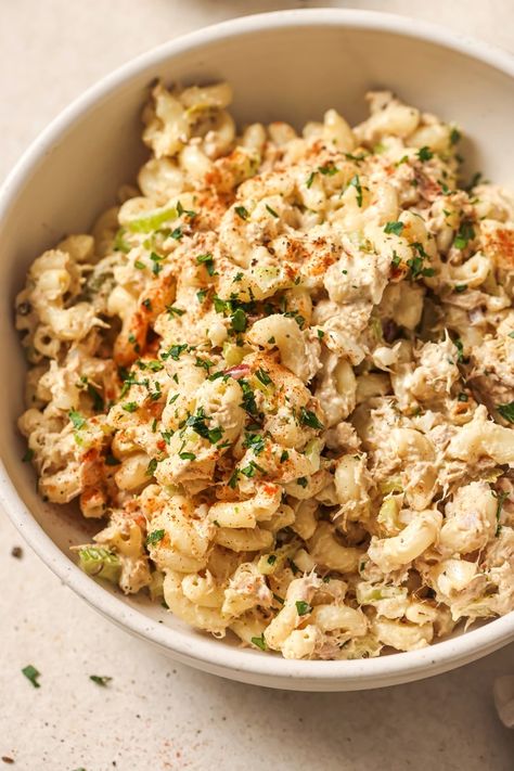 Tuna Macaroni Salad | Real Balanced Broccoli Cauliflower Casserole, Tuna Macaroni Salad, Tuna Pasta Salad, Low Cost Meals, Chicken Caesar Pasta Salad, Mac Salad, Macaroni Salad Recipe, Tuna Pasta, Baked Vegetables