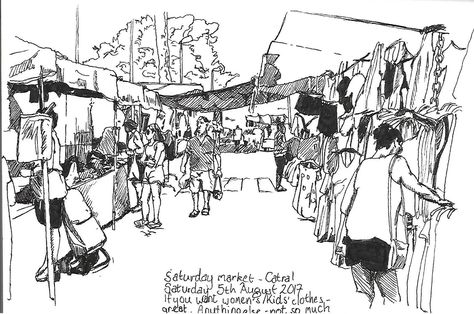 Market Scene Drawing In Perspective, Market Sketch, Market Drawing, Market Scene Drawing Easy, Market Drawing Sketches, Market Scene Memory Drawing, Market Scene Sketch, Busy Market Scene Drawing, Composition Painting