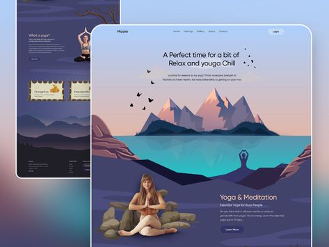 Yoga and Meditation Website: Landing Page by sahil bajaj for Master Creationz on Dribbble Meditation Website, Group Meditation, Website Landing Page, Plant Shop, Yoga And Meditation, App Ui Design, Landing Page Design, Shopping App, Fun At Work