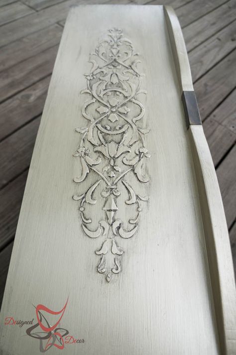 Stenciled Dresser ~ Wood Icing- furniture glazing in licorice | Micah Stencil | Royal Design Studio Stenciled Dresser, Stencil Dresser, Glazing Furniture, Dresser Wood, Furniture Appliques, Formy Silikonowe, Stencil Furniture, Viria, Refurbished Furniture