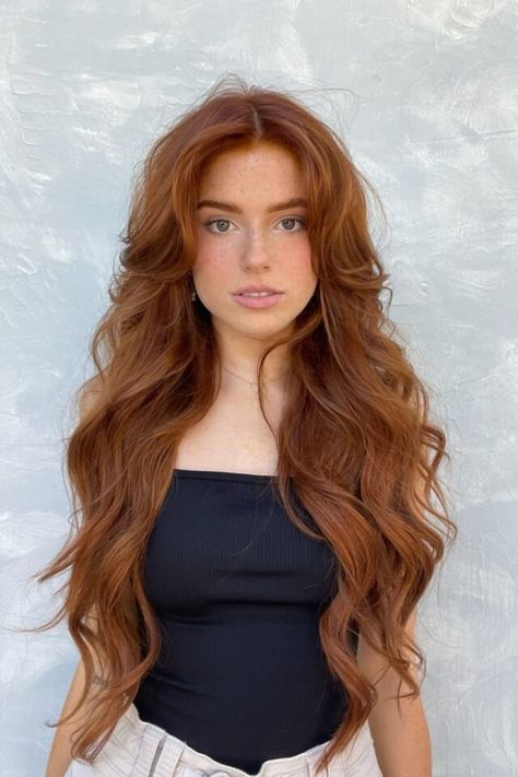 Copper Brown Waves Hannah Stein, Light Copper Brown Hair, Light Copper Brown, Light Copper Hair, Red Brown Hair Color, Copper Brown Hair, Light Red Hair, Red Copper Hair Color, Red Brown Hair