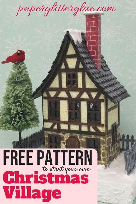 Puts House Patterns, Cardboard House Christmas Village, Putz House Patterns Free Printable, Paper Houses Christmas, Christmas Cardboard Houses, Puts Houses, Diy Christmas Village Houses, Svg Patterns, Halloween Challenge