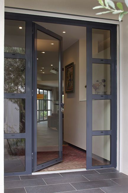 Glass Entrance Doors, Beautiful Front Doors, Contemporary Front Doors, Front Door Entrance, Exterior Front Doors, House Front Door, Front Door Design, Glass Front Door, House Doors