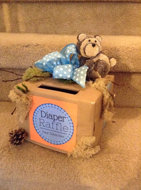 Diaper raffle box Diaper Raffle Box Ideas, Raffle Box, Raffle Ideas, Peanut Baby Shower, Boy Box, Baby Shower Crafts, Baby Shower Diaper Raffle, Diaper Raffle Tickets, Bear Theme