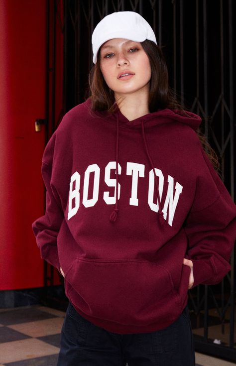 John Galt Christy Boston Oversized Hoodie | PacSun Boston Hoodie, Brandy Hoodie, Brandy Melville Sweatshirt, Brandy Melville Hoodie, Woman Streetwear, Embroidery Hoodie, Cozy Pullover, John Galt, Comfy Sweatshirt