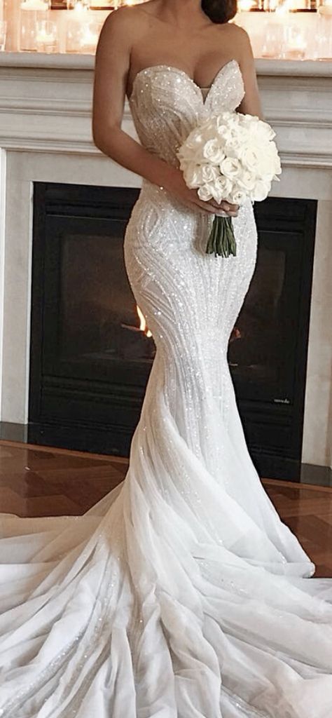 Sparkly Detailed Wedding Dress, Mermaid Wedding Dress Extravagant, Mermaid Tale Wedding Dress, Pearl Fitted Wedding Dress, Winter Mermaid Wedding Dress, Satin Bridal Gown Mermaid, Wedding Dresses With A Long Train, Mermaid Wedding Dress Beaded, Diamond Mermaid Wedding Dress