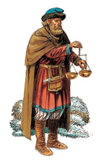 A Viking merchant with his scales Odin Norse Mythology, Norse Runes, Viking Clothing, Viking History, Norse Vikings, Viking Art, Viking Warrior, Anglo Saxon, Medieval Clothing