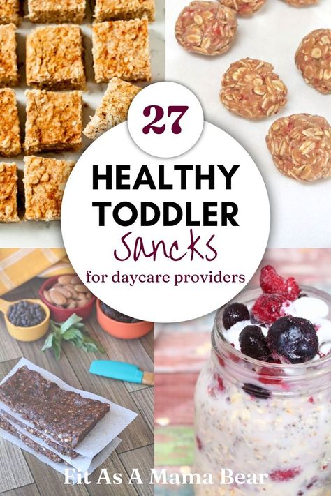 Four toddler snacks like homemade bars, balls, and overnight oats with text on the image. Healthy Travel Snacks, Snacks On The Go, Healthy Toddler Snacks, Healthy Snack Ideas, Baby & Toddler Food, Toddler Lunches, Toddler Snacks, Healthy Snacks For Kids, Toddler Meals