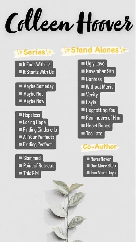 Collen Hover Reading Order, Best Coho Books, Best Books Series To Read, Colleen Hoover Book Reading Order, Colleen Hoover Books In Order To Read, Colleen Hoover Books List Order, Coho Books List, Colleen Hoover Books List In Order, Colleen Hoover Book Order