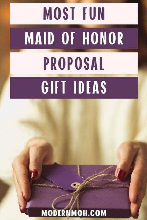 Looking for the most fun Maid of Honor proposal gift ideas? We have you covered. Check out these creative and unique maid of honor proposal ideas guaranteed to make her say "yes" with excitement! From personalized gifts to DIY surprises, find out the best ways on how to ask someone to be your maid of honor now. | Maid of Honor Maid Of Honor Proposal Ideas, Creative Proposal Ideas, Best Friend Wedding Speech, Maid Of Honor Responsibilities, Ask Your Bestie, Proposal Gift Ideas, Maid Of Honor Duties, Unique Proposals, Creative Proposals