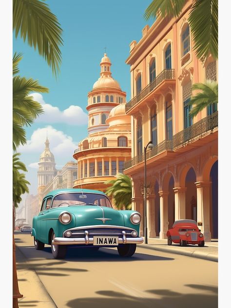 Cuba Buildings, Cuba Poster, Cuba Art, Cuba Havana, Caribbean Vacation, Travel Vintage, Varadero, Havana Cuba, Classic Cars Vintage