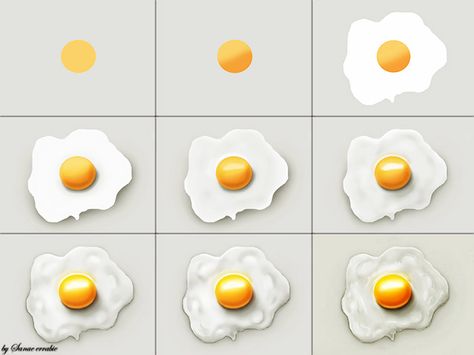 How to draw a perfectly fried egg Fried Egg Drawing, Joy Drawing, Clip Studio Paint Brushes, Tutorials Art, Color Pencil Illustration, Ham And Eggs, Colored Pencil Tutorial, 3d Art Drawing, Photoshop Collage