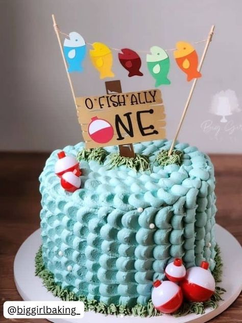 "O-Fish-Ally One" Fishing Themed First Birthday Party Ofishally One Party Food, Of Fish Ally One, Ofishally One Cupcakes, Offishly One Birthday, I Fish Ally One, Fish 1st Birthday Party, Fishing Themed First Birthday Party, 1st Birthday Boy Fishing Theme, One Year Old Birthday Theme Boy