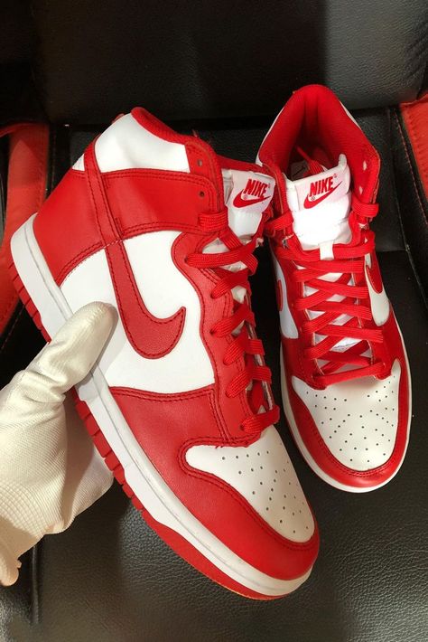 Nike Dunk High "University Red" Release Info | HYPEBEAST Red Dunks, High Dunks, Nike Dunks High, Dunks High, Red Nike Shoes, Red Jordans, Trendy Shoes Sneakers, Dr Shoes, Jordan Shoes Girls