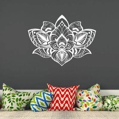 Bungalow Rose Natazhat Lotus Flower Wall Decal Color: Flower Wall Decal, Mandala Lotus, Family Wall Decals, Wall Safe, Mural Ideas, Flower Wall Decals, Name Wall Decals, Woman Bedroom, Wall Stickers Home Decor