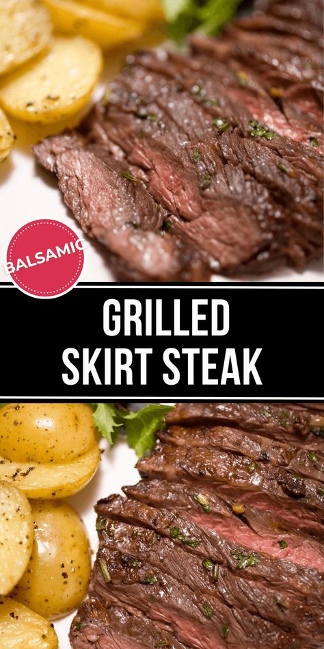 Balsamic Grilled Skirt Steak is juicy and flavorful, grilled to perfection for your next cookout or patio dinner. Grilled Skirt Steak Recipes, Grill Skirt Steak, Skirt Steak Marinade, Marinated Skirt Steak, Balsamic Steak, Balsamic Marinade, Skirt Steak Recipes, Grilled Skirt Steak, Marinated Steak