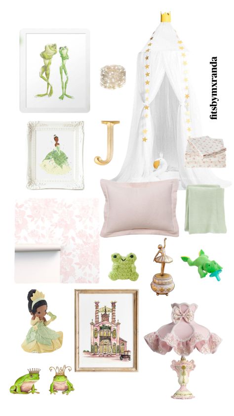 PRINCESS & THE FROG NURSERY #homedecor #nursery #nurseryinspo #nurseryinspiration #nurserydesign #princessandthefrog #princesstiana Disney Princess Nursery Theme, Princess Nursery Theme, Frog Nursery, Disney Princess Nursery, Princess Nursery, Baby Room Themes, Toddler Girl Room, Baby Room Inspiration, Nursery Room Inspiration