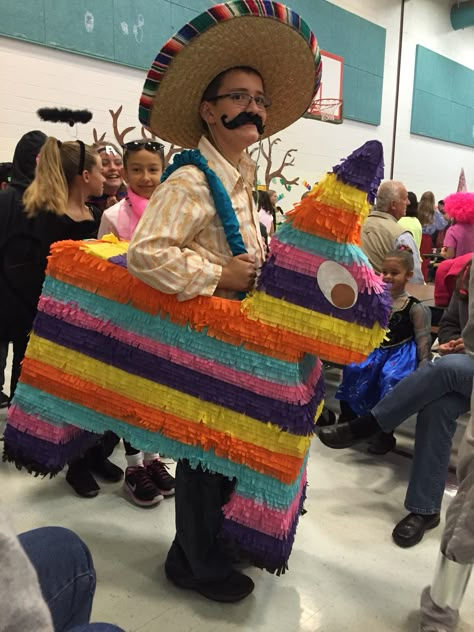 Piñata costume Mexican Dress Up Costume Diy, Piñata Costume Diy, Piñata Costume, Pinata Halloween Costume, Pinata Costume, Piñata Halloween, Taco Halloween Costume, Mexican Fancy Dress, Sports Carnival