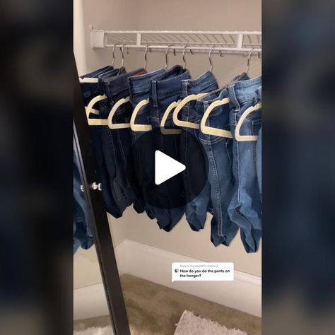 Jeans Hanger Ideas, How To Hang Shorts On A Hanger, How To Hang Jeans On Hangers, How To Hang Jeans, Jeans On Hanger, Hanging Pants, Folding Jeans, Beautiful Bed, Home Decor Crate