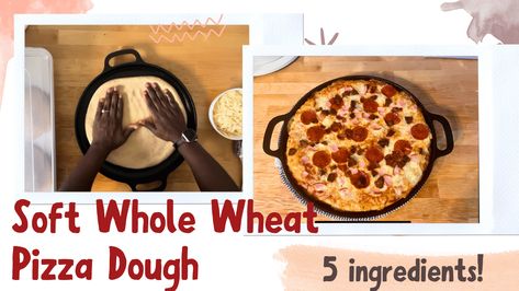 Soft Whole Wheat Pizza Dough - Lovely Bell Bakes Wheat Pizza Dough Recipe, Wheat Berry Recipes, Wheat Pizza, Wheat Pizza Dough, Bread Soft, Whole Wheat Pizza, Wheat Recipes, Pizza Crust Recipe, Making Homemade Pizza