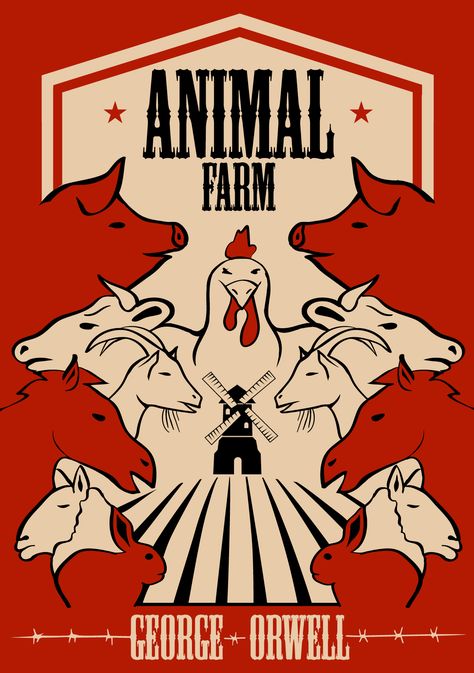 Animal Farm / George Orwell by Maciej Maryański www.be.net/maryanski Animal Farm George Orwell Aesthetic, Animal Farm Illustration, Animal Farm Poster, Animal Farm Quotes Orwell, George Orwell Animal Farm, Animal Farm George Orwell Poster, Animal Farm Orwell, Animal Farm Propaganda Poster, Animal Farm Book Cover Design