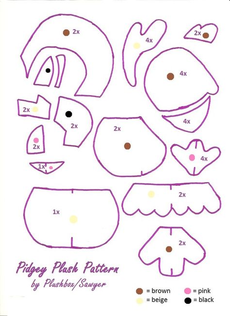 Pidgey Plush Pattern by =Plushbox on deviantART Pigeon Plush, Eevee Plush, Pokemon Diy, Pokemon Pattern, Pokemon Craft, Cute Sewing Projects, Plushie Patterns, Pokemon Birthday, Pokemon Plush