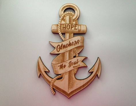 Wooden Anchor, Hope Anchors the Soul, Laser Cut and Engraved Wood, Inspirational Home Decor, Wall Art, Decorative Woodcraft, Nautical Decor $14.95 Anchor Painting, Wooden Anchor, Hope Anchors The Soul, Sea Life Wall Art, Sea Life Decor, Wood Anchor, David Wood, Hope Anchor, Wrapping Presents