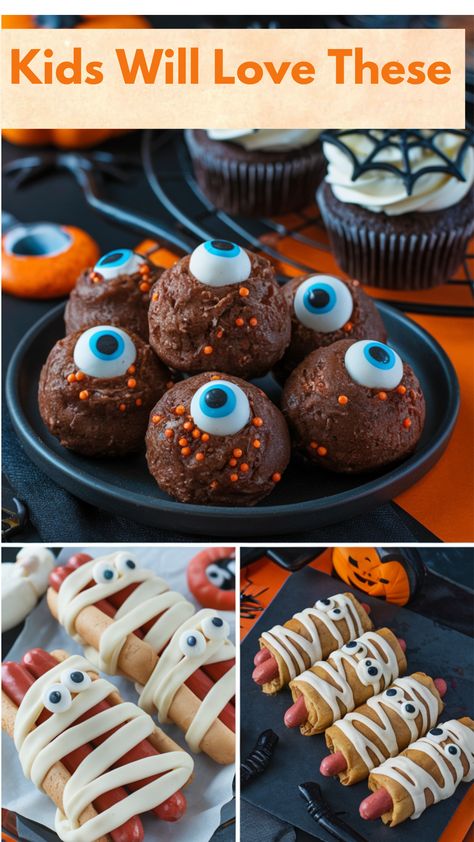 Are you looking for easy Halloween Snacks? Spookiest food snacks are here to make your Halloween party a hit! From ghostly cake#ghost #skeletons #spooky #happyhalloween #halloween #foodie #halloweenweekend #halloweenfood  to monster cupcakes, these fun and simple recipes are perfect for adding a touch of fright to your festivities. Get ready to delight your guests with treats that are as delicious as they are spooky. Happy haunting and happy snacking!"
#happyhalloween #foodie #halloweenfood #hal Eyeball Truffles, Spooky Treats For Halloween, Scary Snacks, Snacks For Halloween, Witch Finger Cookies, Spooky Halloween Desserts, Treats For Halloween, Easy Halloween Snacks, Finger Cookies