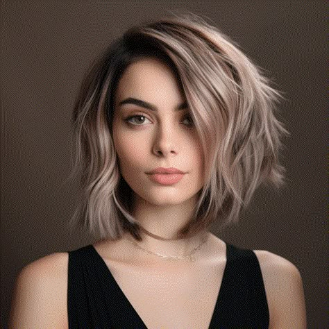 Feathered Bob Hairstyles, Hair Lights, Shoulder Haircut, Razored Haircuts, Feathered Bob, Haircut For Women, Baby Lights, Bob Hair Color, Purple Ombre Hair