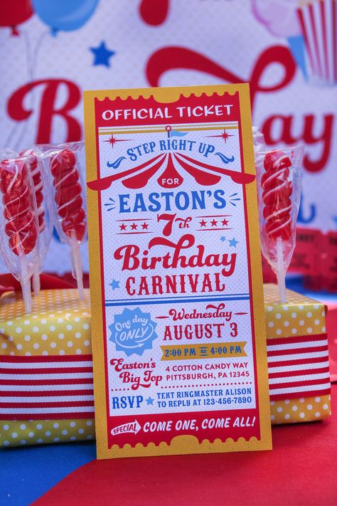 Carnival Birthday Party Invitation Printable, Carnival Party, Kids Birthday Party, Summer Party, County Fair, Circus, Just Add Confetti - Etsy UK Kids Carnival Birthday Party, Carnival Birthday Party Invitations, Carnival Birthday Theme, Birthday Party Summer, Combined Birthday Parties, Carnival Invitations, Carnival Birthday Party, Circus Theme Party, Kids Carnival