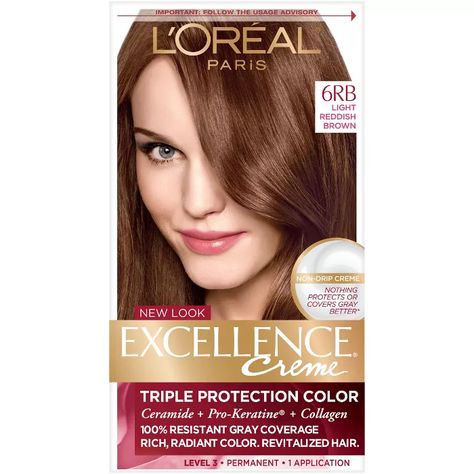 L'Oreal Paris Excellence Triple Protection Permanent Hair Color : Target Reddish Brown Hair Color, Red Brown Hair Color, Revlon Colorsilk, Caring For Colored Hair, Grey Hair Coverage, Reddish Brown Hair, Light Ash Brown, Color Conditioner, Red Brown Hair